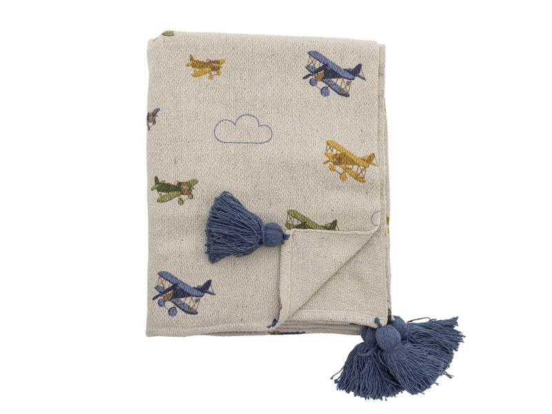 Bloomingville Mini Plane Plaid, Natur, Genanvendt Bomuld
