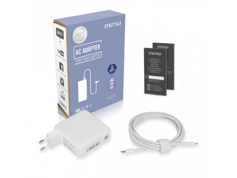Mitsu 67 W Usb-C Strømadapter, Usbc, 5-20 V, 3-3,35 A, Hvid