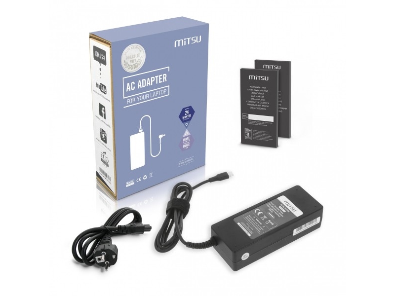 Mitsu 90W Usb-C, Usbc, 5-20V, 3-4.5A (Schwarz) Netzadapter Für Notebooks