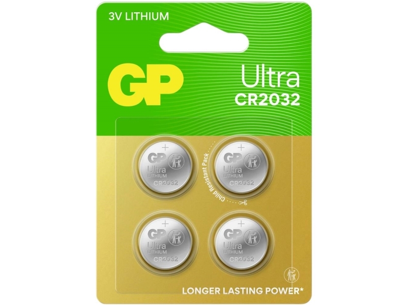 Gp Knapcellebatteri Cr 2032 3 V 4 Stk 220 Mah Lithium Ultra