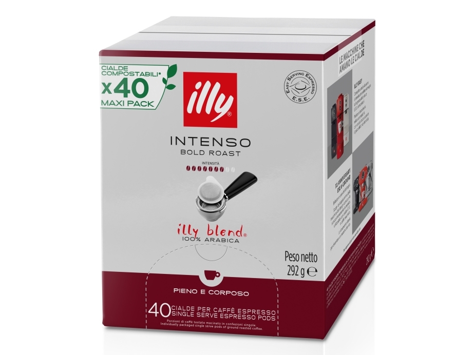 Illy Intenso, Kaffekapsel, Espresso, 292 G, Medium-Dark Roast, Easy Serving Espresso Pod (E.S.E.), 40 Kopper