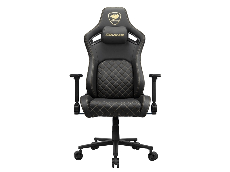 Cougar Gaming-Stuhl Defensor Gold, Pc-Gamingstuhl, 120 Kg, Gepolsterter, Ausgestopfter Sitz, Gepolsterte Rückenlehne, Schwarz, Metall