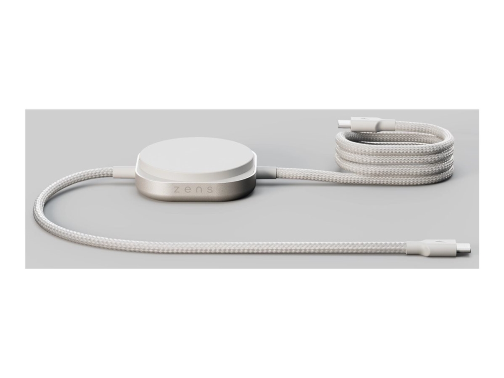 Zens Pro 2 - Usb-Kabel - Usb-C (Han) Til Trådløs Opladning (Qi2) Magnetisk - 1.5 M - Wireless Power (15W), 2-I-1 - Hvid