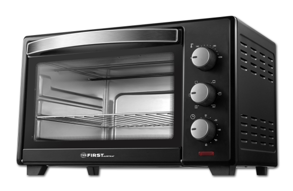 TZS First Austria FA-5042-2, Elektrisk ovn, 19 L, 1380 W, 19 L, Bordplade, Sort