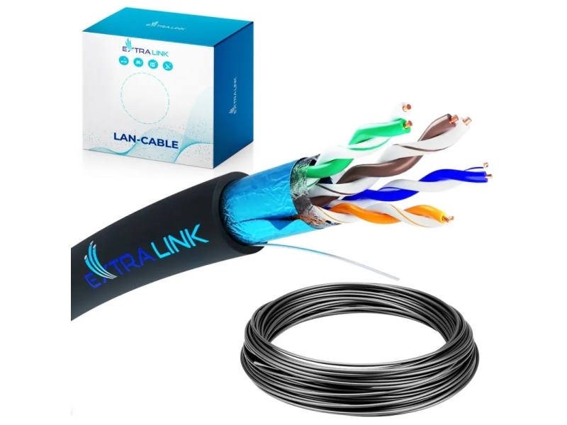 Extralink Ex.32341, 50 M, Cat5e, F/Utp (Ftp), Sort