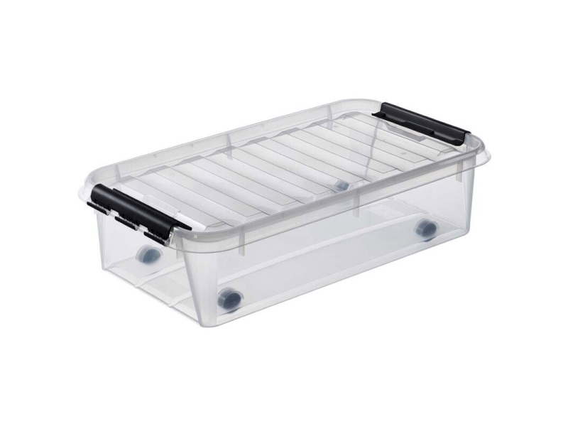 Plastkasse SmartStore, Classic transparent, 35L med låg , 720mm x 400mm x 190mm - (4 stk.)