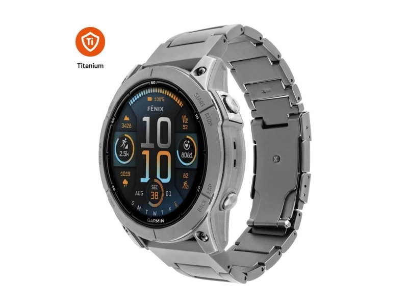 Fixed Titanium Strap, Rem, Smartwatch, Sort, Garmin, Quickfit 22Mm, Titanium, Rustfrit Stål