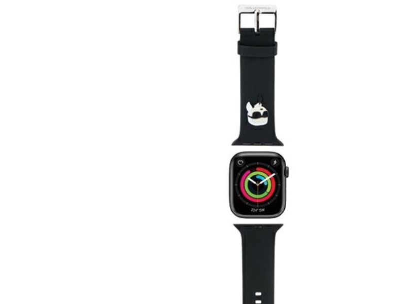Karl Lagerfeld Armband Klawlslknk Apple Watch 42/44/45/49Mm Schwarz/Schwarz Armband 3D Gummi Karl Head