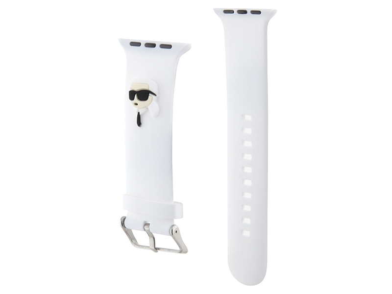 Armband Apple Watch 4 / 5 / 6 / 7 / 8 / Se (38 / 40 / 41 Mm) Karl Lagerfeld 3D Rubber Karl Head (Klawmslknh) Weiß