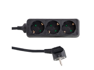 Rev 512332555, 1,4 M, 3 Ac-Ausgänge, Indoor, 1,5 Mm², Schwarz, 250 V