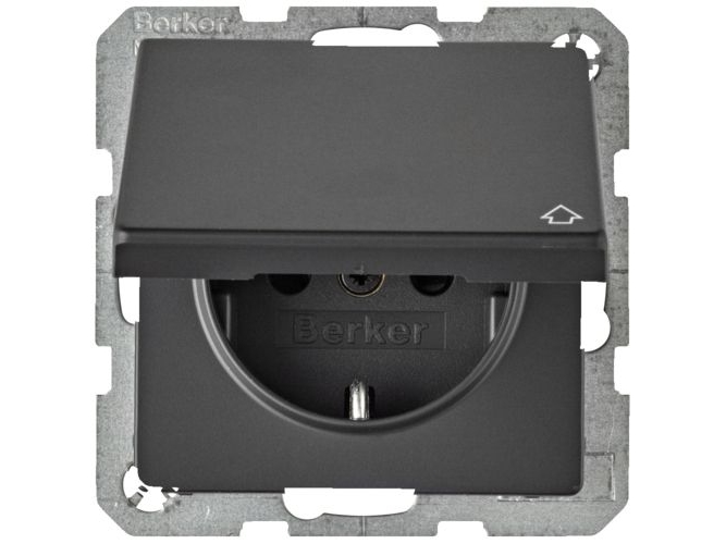Berker 47516076, Typ F, Anthrazit, Termoplast, Ip20, 250 V, 16 A