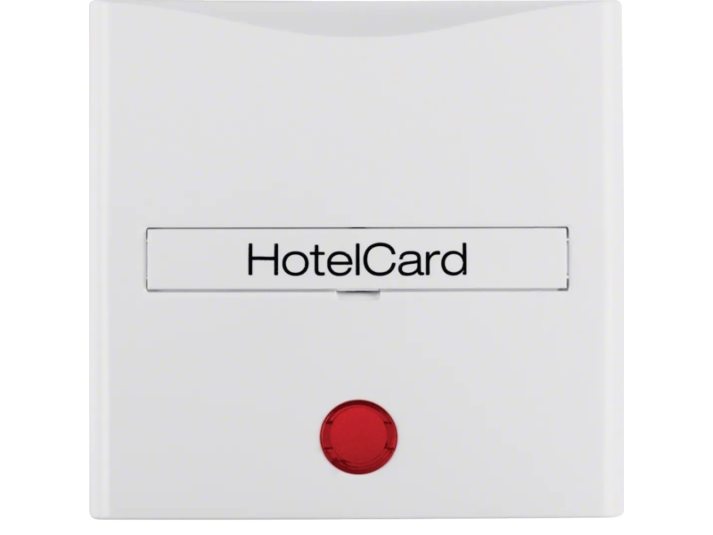Berker Hotelcard-Schaltaufsatz M. Aufdruck Und Roter Linse S.1/B.3/B.7 Polarweiß Glänz., Weiß, Thermoplast, Schraubenlos, Berker, Glänzend, S.1/B.3/B