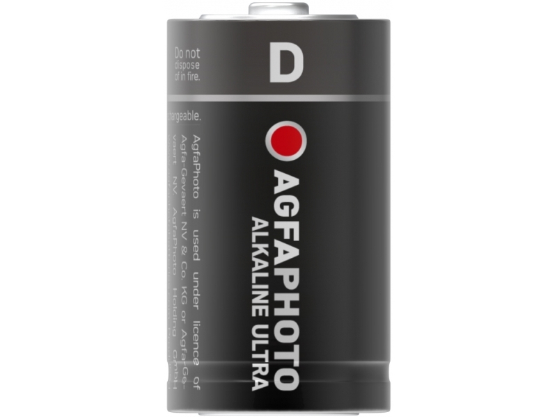 AgfaPhoto 110-851860, Engangsbatteri, D, Alkaline, 1,5 V, 2 stk, Sort, Rød, Hvid