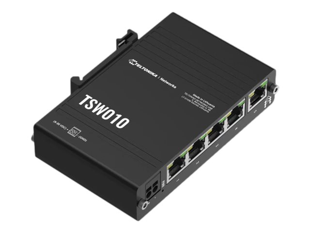 Teltonika TSW010 - Switch - 5 x 10/100 - DIN monterbar på skinne - Passive PoE