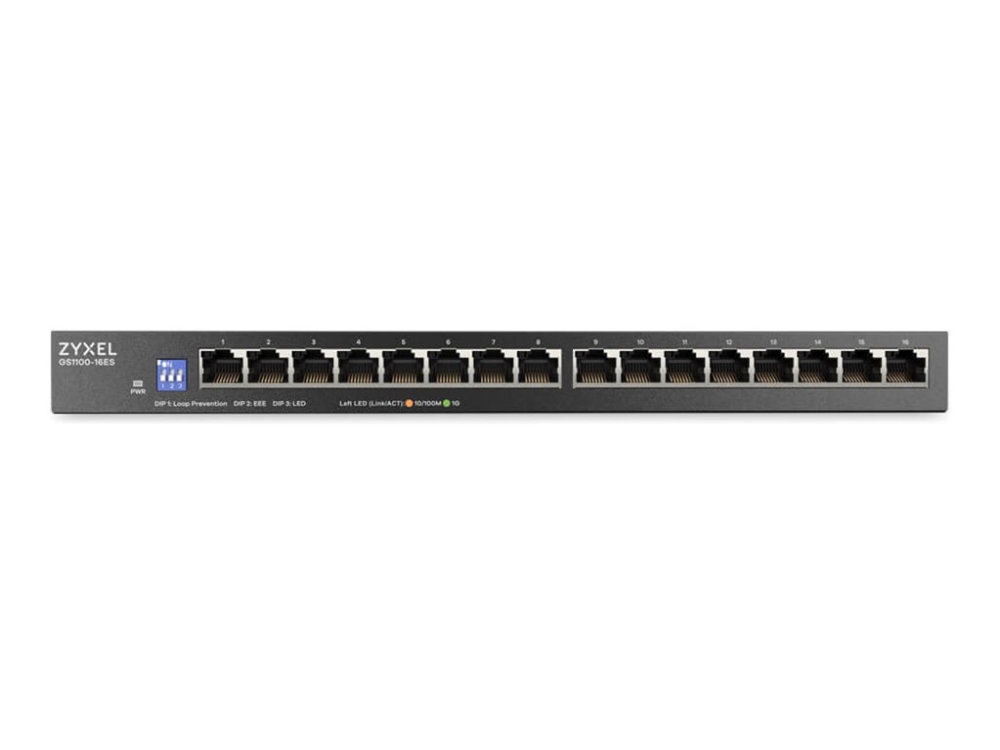 Zyxel 16-Port Gigabit Unmanaged Switch Slimline Mit Dip Sele (Gs1100-16Es-Eu0101f)