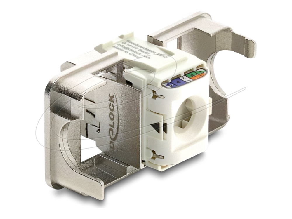 Delock Keystone Modul Rj45 Buchse Zu Lsa Cat.6A Geschirmt Mit Abschirmgeflecht Werkzeugfrei, Flach, Silber, Rj-45, Lsa, Buchse, 26/22