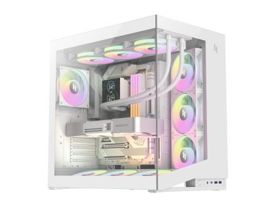 Gamemax Infinity Nex C56 Wh - Mid Tower - Atx - Sidepanel Med Vindue (Hærdet Glas) - Ingen Strømforsyning (Atx) - Hvid - Usb/Audio/Mic