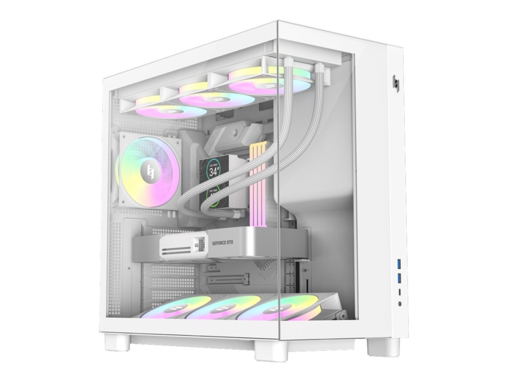 Gamemax Infinity Nex C53 Wh - Atx-Etui - Sidepanel Med Vindue (Hærdet Glas) - Ingen Strømforsyning (Atx) - Hvid - Usb/Audio/Mic