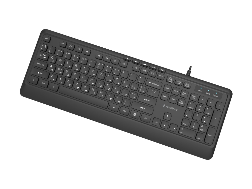 Gembird - Tastatur - Slim, Multimedia - Full Size - Usb, Usb-C - Cyrillic - Sort