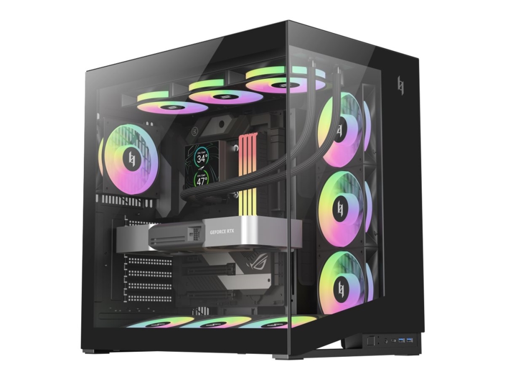 Gamemax Infinity Nex C56 Bk - Mid Tower - Atx - Sidepanel Med Vindue (Hærdet Glas) - Ingen Strømforsyning (Atx) - Sort - Usb/Audio/Mic