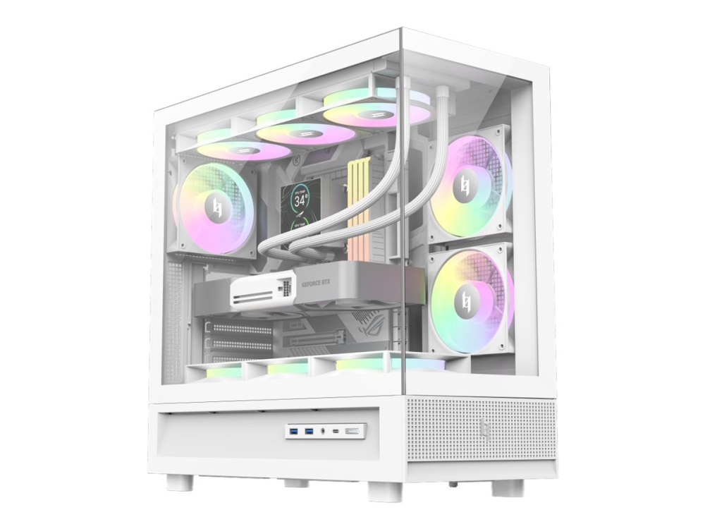 Gamemax Infinity Nex C51 Wh - Atx-Etui - Sidepanel Med Vindue (Hærdet Glas) - Ingen Strømforsyning (Atx) - Hvid - Usb/Audio/Mic