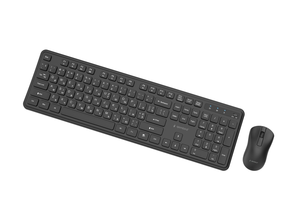 Gembird Slim Pro Business - Sæt Med Mus Og Tastatur - Full Size - Trådløs - 2.4 Ghz - Cyrillic - Sort