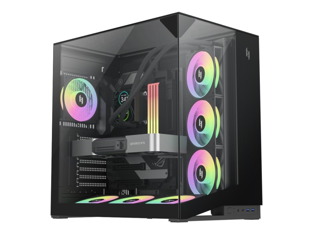 Gamemax Infinity Nex C56 Vc Bk - Mid Tower - Atx - Sidepanel Med Vindue (Hærdet Glas) - Ingen Strømforsyning (Atx) - Sort - Usb/Audio/Mic