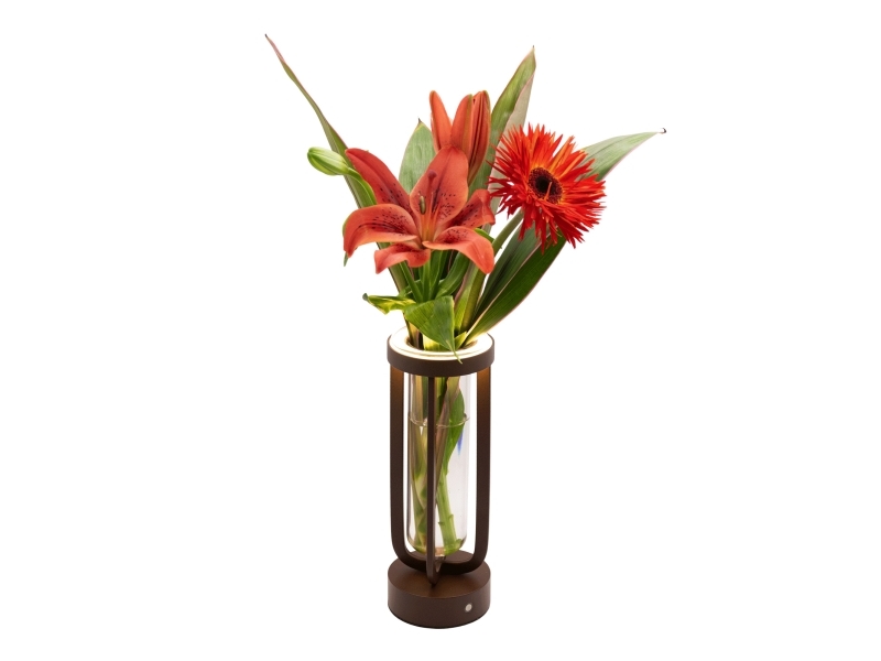 Securit Led-Tischlampe/Vase Florence, Kabellos Und Wiederaufladbar, Braun