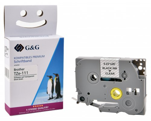 G&Ampg 17083, Sort På Transparent, Kontinuerlig Etiket, Tz/Tze, Grå, Brother, Brother Ptouch 1000 Brother Ptouch 1010 Brother Ptouch 1280 Brother Pto