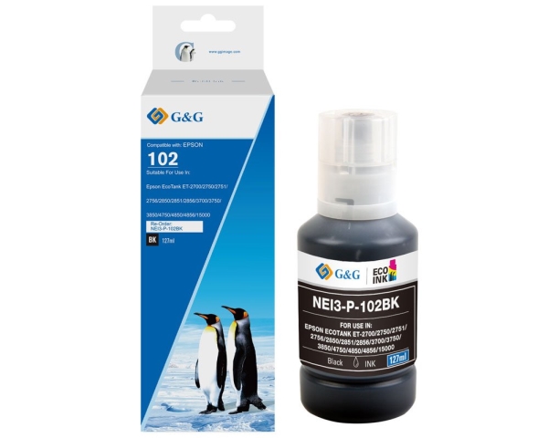G&G Npr-E102bk(Pg), Kompatibel, Sort, Epson, Epson 102 Ecotank Tinte Epson Ecotank Et15000 Epson Ecotank Et2700 Epson Ecotank Et2750 Epson..., 7500 S