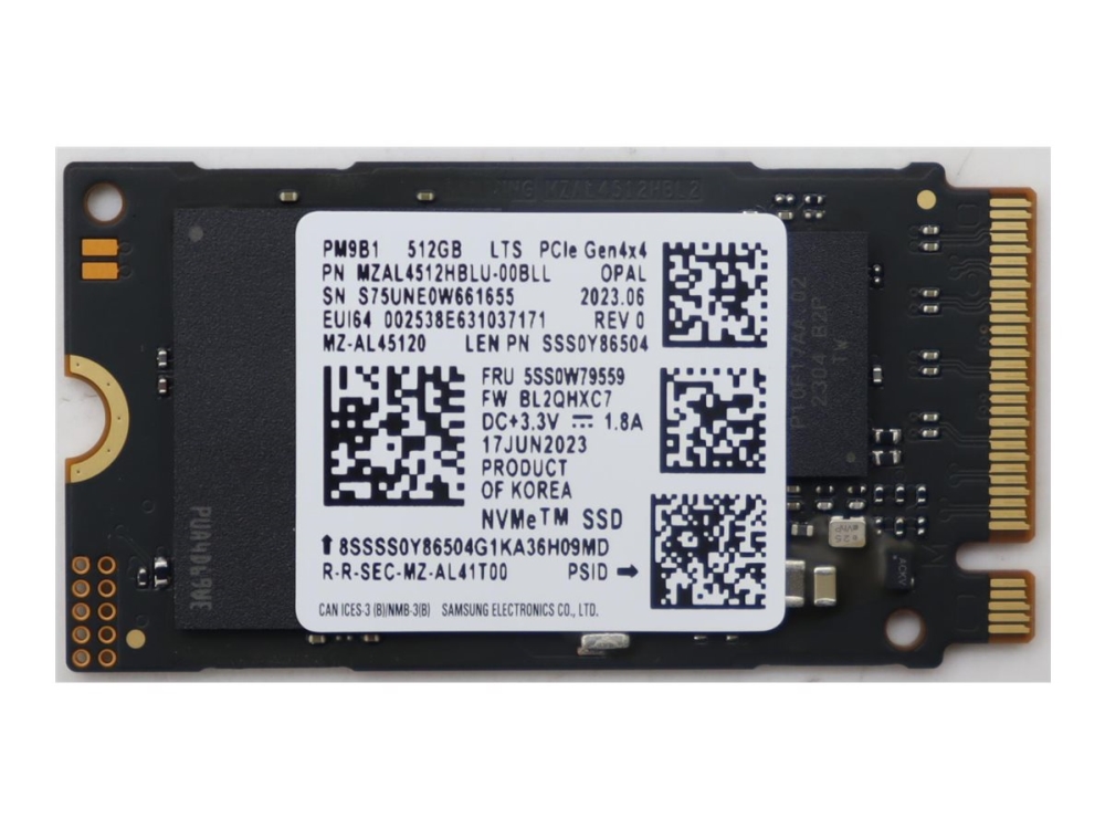 Samsung - SSD - krypteret - 512 GB - intern - M.2 2242 - PCIe 4.0 x4 (NVMe) - TCG Opal Encryption - FRU - for P/N: 5SS0W79505, 5SS0W79573, 5SS0Y86994, 5SS1D71680, 5SS1D71696, 5SS1F20626, 5SS1F20638