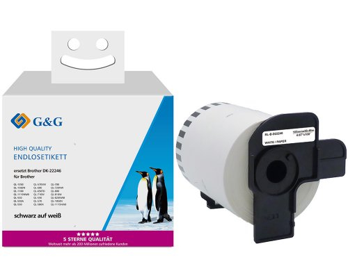 G&G 19712, Sort På Hvid, Kontinuerlig Etiket, Dk, Hvid, Brother, Brother Ql1050 Brother Ql1060n Brother Ql1100 Brother Ql1110nwb