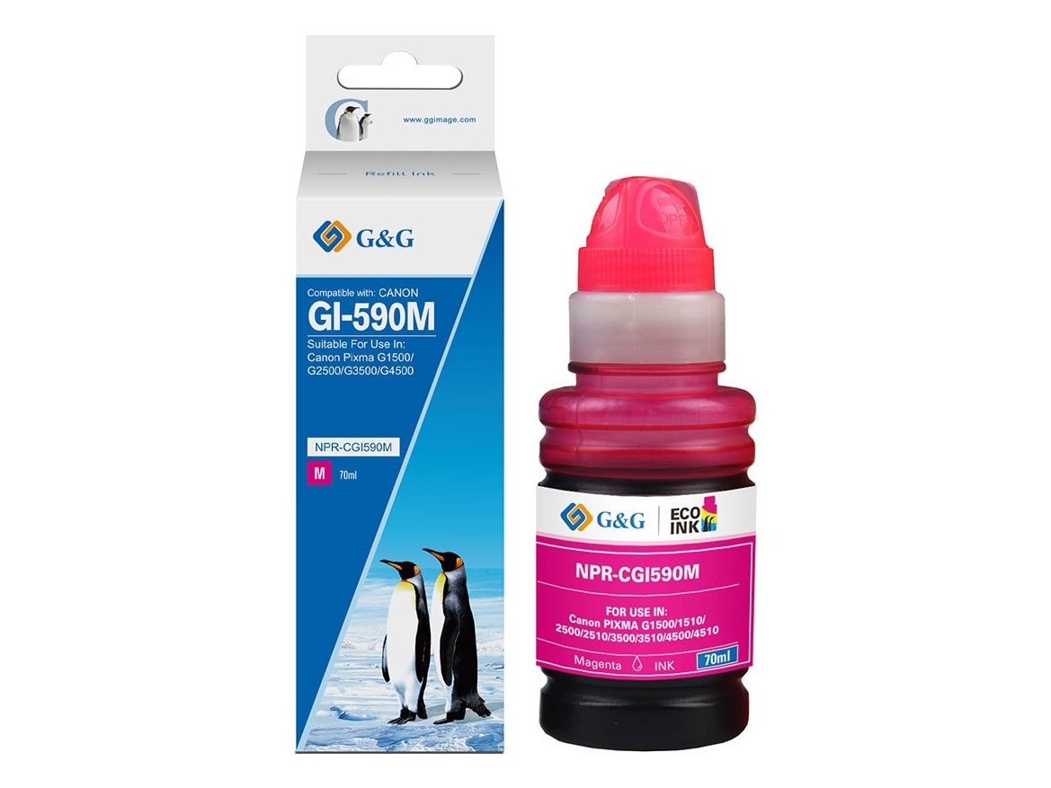 G&G Kompatibel Mit Canon Gi-590M/ 1605C001 Nachfüll-Tinte Magenta, Kompatibel, Magenta, Canon, Gi590 Pixma G1500 Pixma G1501 Pixma G1510 Pixma G2500