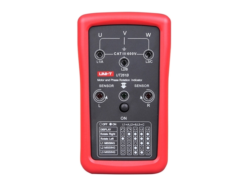 Fazių sekos ir variklio sukimosi krypties testeris 90÷600VAC 15÷400Hz IP40 CAT III 600V, UNI-T