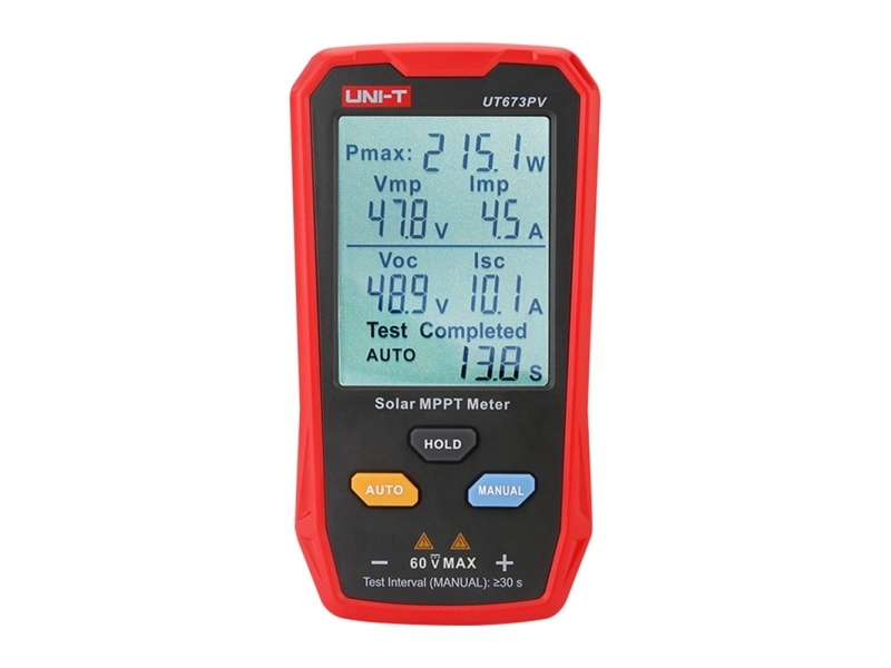 MPPT testeris, 5-800W, 0-35A, 12-60VDC, rankinis/auto režimas, UNI-T
