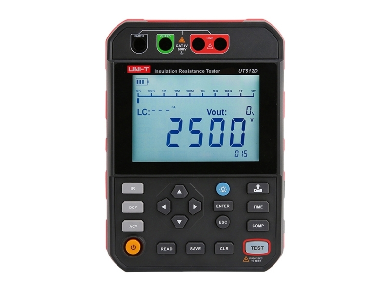 Aukštos įtampos izoliacijos varžos matuoklis 250V/100G?-2500V/1T?.30-1000V DC  UNI-T