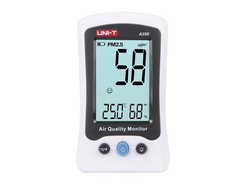 Luftkvalitetsmåler PM2.5 0-500 ug/m³ -10-50C 5-99% RH 1500mAh UNI-T