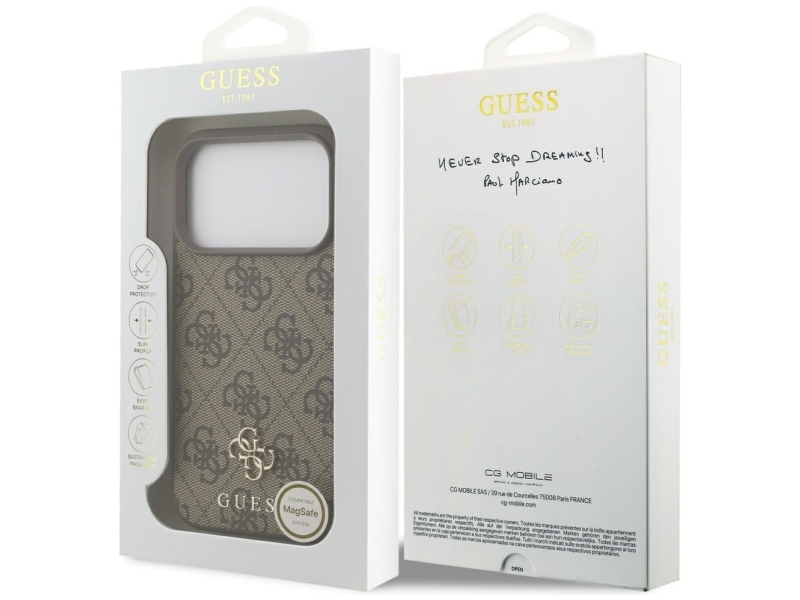 Guess 4G Small Classic Logo Magsafe Cover Til Iphone 17 Pro - Brun