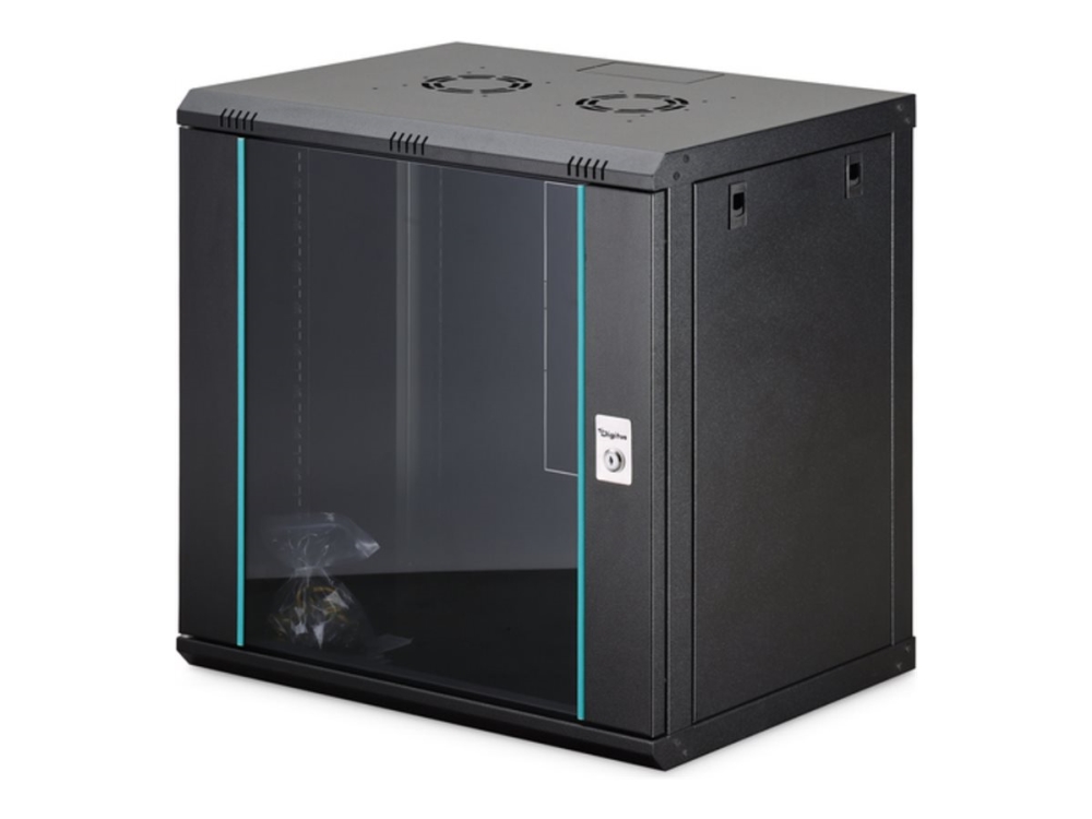 Digitus Wandgehäuse Dynamic-N Serie - 600X450 Mm (Bxt), Unmontiert, Wandmontiertes Regal, 12U, 60 Kg, Sperrschloss, Ablageschienen, Verbessertes Kabe