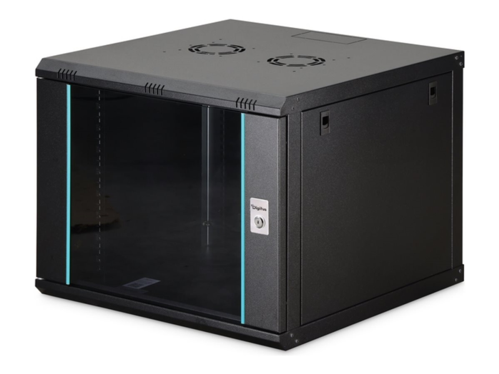 Digitus Wandgehäuse Dynamic-N Serie - 600X600 Mm (Bxt), Unmontiert, Wandmontiertes Regal, 9U, 60 Kg, Sperrschloss, Ablageschienen, Verbessertes Kabel
