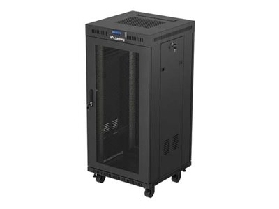 Lanberg Ff01-6624-23Bl, Freistehendes Gestell, 24U, 1200 Kg, Ablageschienen, Verbessertes Kabelmanagement, Lenkrollen