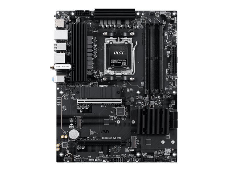 MSI PRO B850-S EVO WIFI, AMD, Socket AM5, AMD Ryzen 7000 Series, AMD Ryzen 8000 Series, AMD Ryzen 9000 Series, DDR5-SDRAM, 256 GB, DIMM