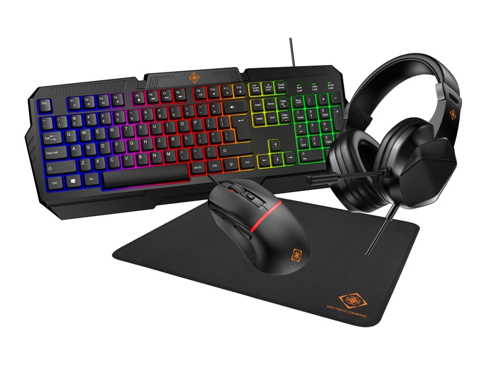 4-In-1 Gaming-Set, Us-Layout, Headset, Tastatur, Maus, Mauspad