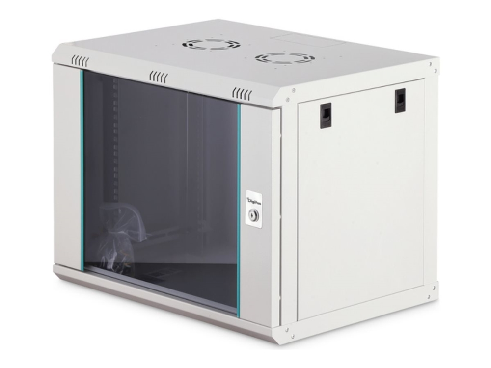 Digitus Wandgehäuse Dynamic-N Serie - 600X450 Mm (Bxt), Unmontiert, Wandmontiertes Regal, 9U, 60 Kg, Sperrschloss, Ablageschienen, Verbessertes Kabel
