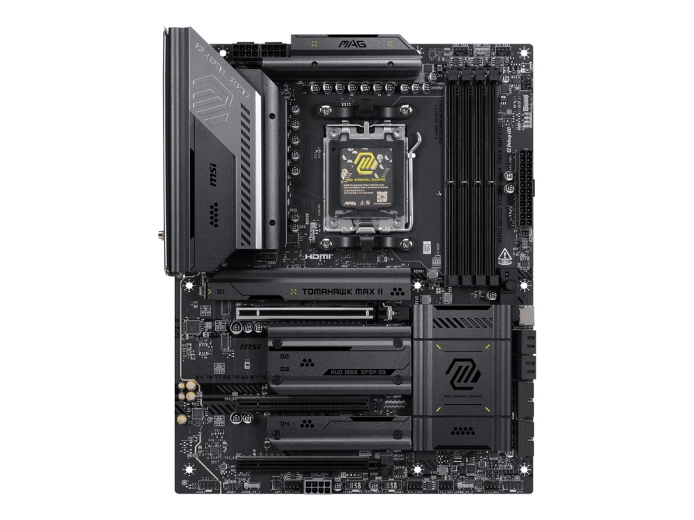 MSI MAG B850 TOMAHAWK MAX WIFI II - Bundkort - ATX - Socket AM5 - AMD B850 Chipset - USB-C 3.2 Gen 2x2, USB-C 3.2 Gen2, USB 3.2 Gen 1, USB 3.2 Gen 2 - 5 Gigabit Ethernet, Wi-Fi 7, Bluetooth - onboard grafik (CPU påkrævet) - HD Audio (8-kanaler)
