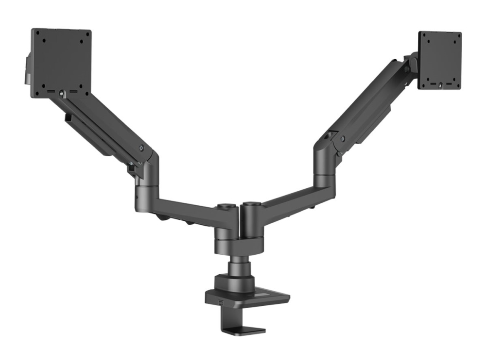 Edbak Dmv02 - Monteringssæt (Dobbel Svingarm, Klemmebase Til Skrivebord) - Gas Spring - For 2 Lcd Displays - Sort - Skærmstørrelse: 19"-35" - Skriveb