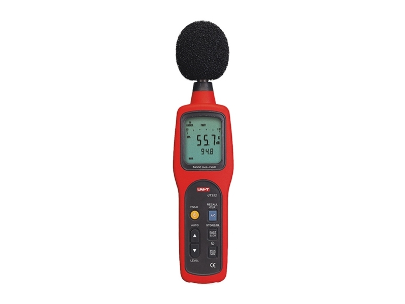 Matavimo Priemonė - Uni-T UT352 Garso Lygio Matuoklis 30–130 dB, ±1.5 dB Tikslumas, Apšviestas LCD Ekranas, Juoda