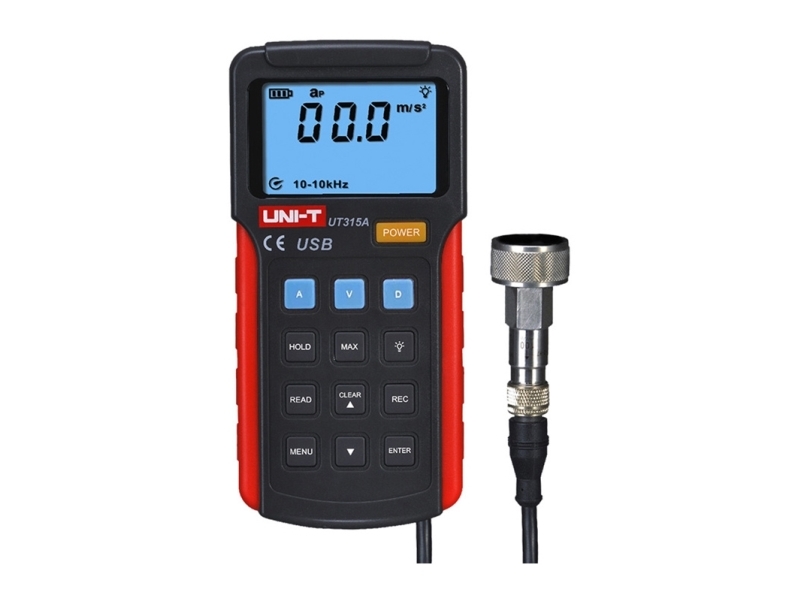 Matuoklis - Uni-T UT315A Vibracijos Matuoklis, Pagreičio, Greičio, Išlinkimo, 9V Baterija, Juoda