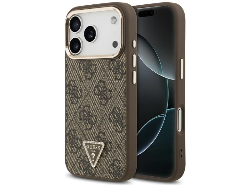 Guess 4G Triangle Logo Magsafe-Cover Til Iphone 17 Pro - Brown And Gold