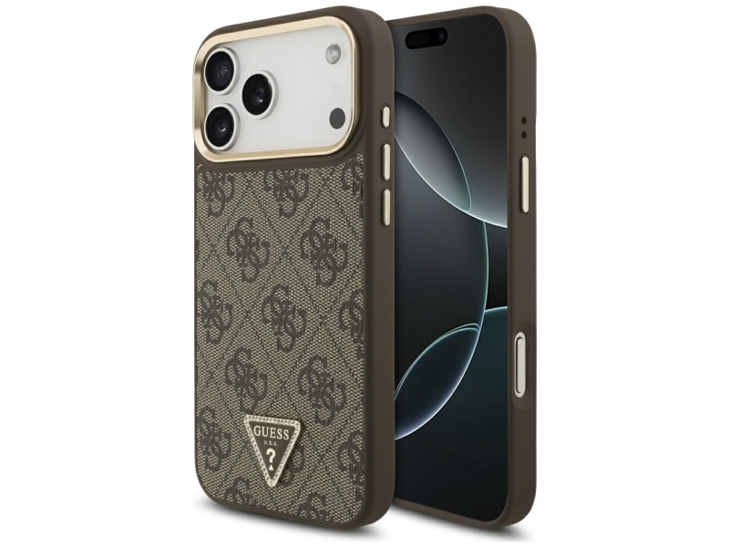 Guess 4G Triangle Logo Magsafe Cover Til Iphone 17 Pro Max - Brun & Guld